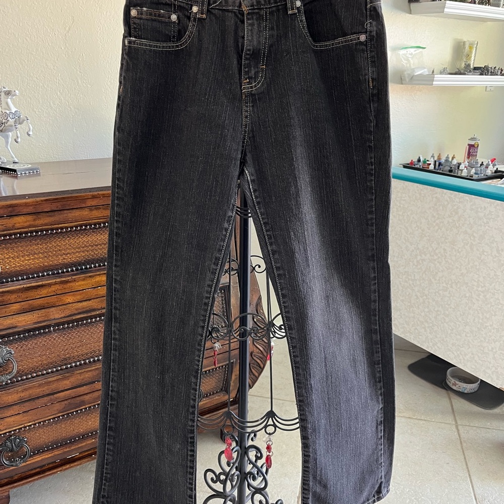 Calvin Klein Black Stretch Boot Cut Jeans Size 8 Length 30 (1-055)